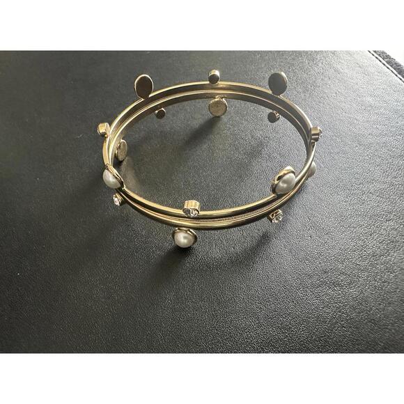 Gold-Tone 2-Pc. Set Imitation Pearl & Crystal Stacking Bracelets - Picture 3 of 3